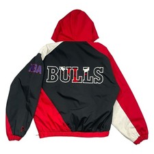 VTG 90s NBA CHICAGO BULLS PRO PLAYER HOODED PULLOVER PUFFER JACKET SIZE M