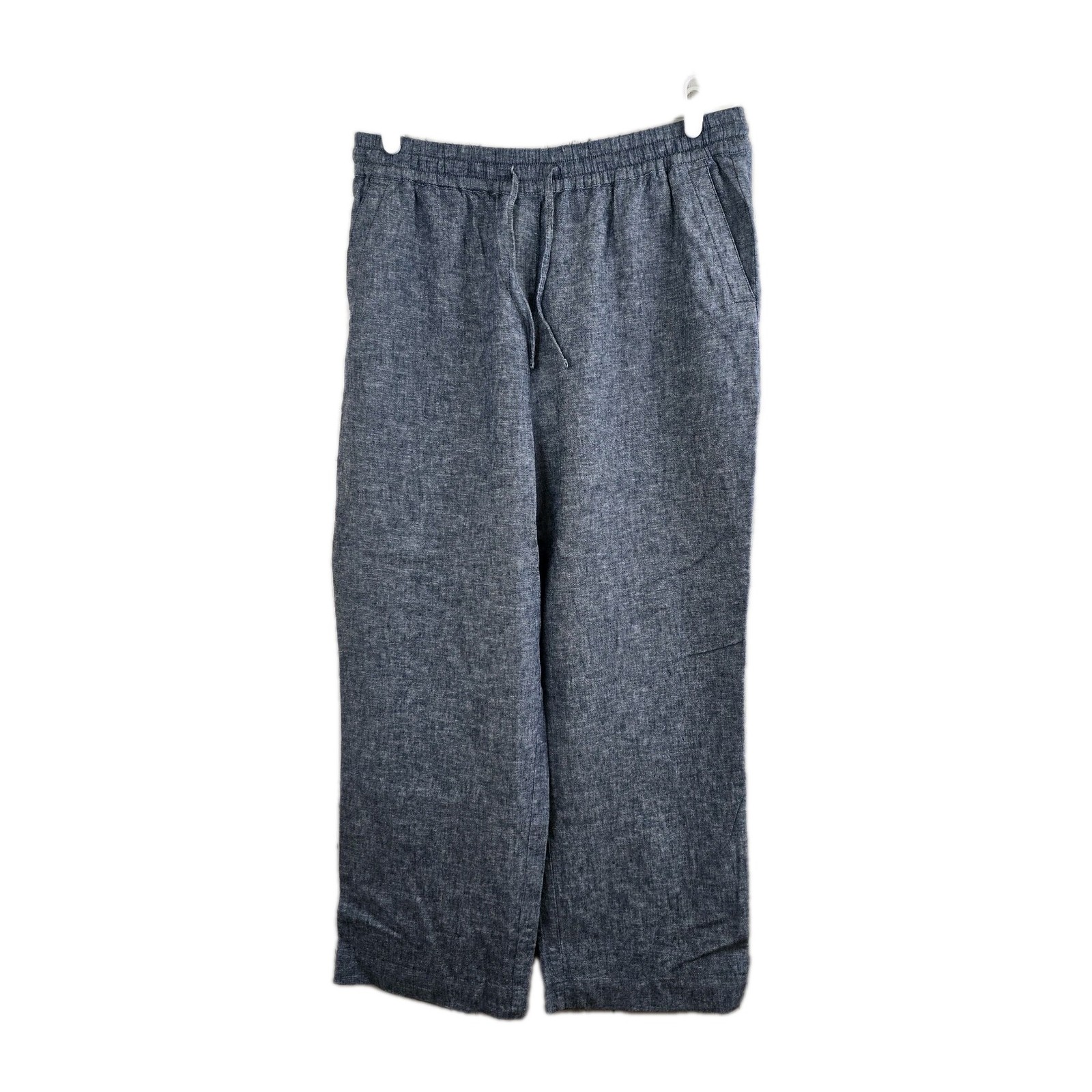 Talbots Women’s Large Pettie Blue Linen Straight Leg Pants Casual Pull On