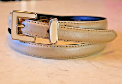 EnamSkinny 5/8'' Leather Gold Taupe Georges Rech France Paris Belt SZ 29 SM  718