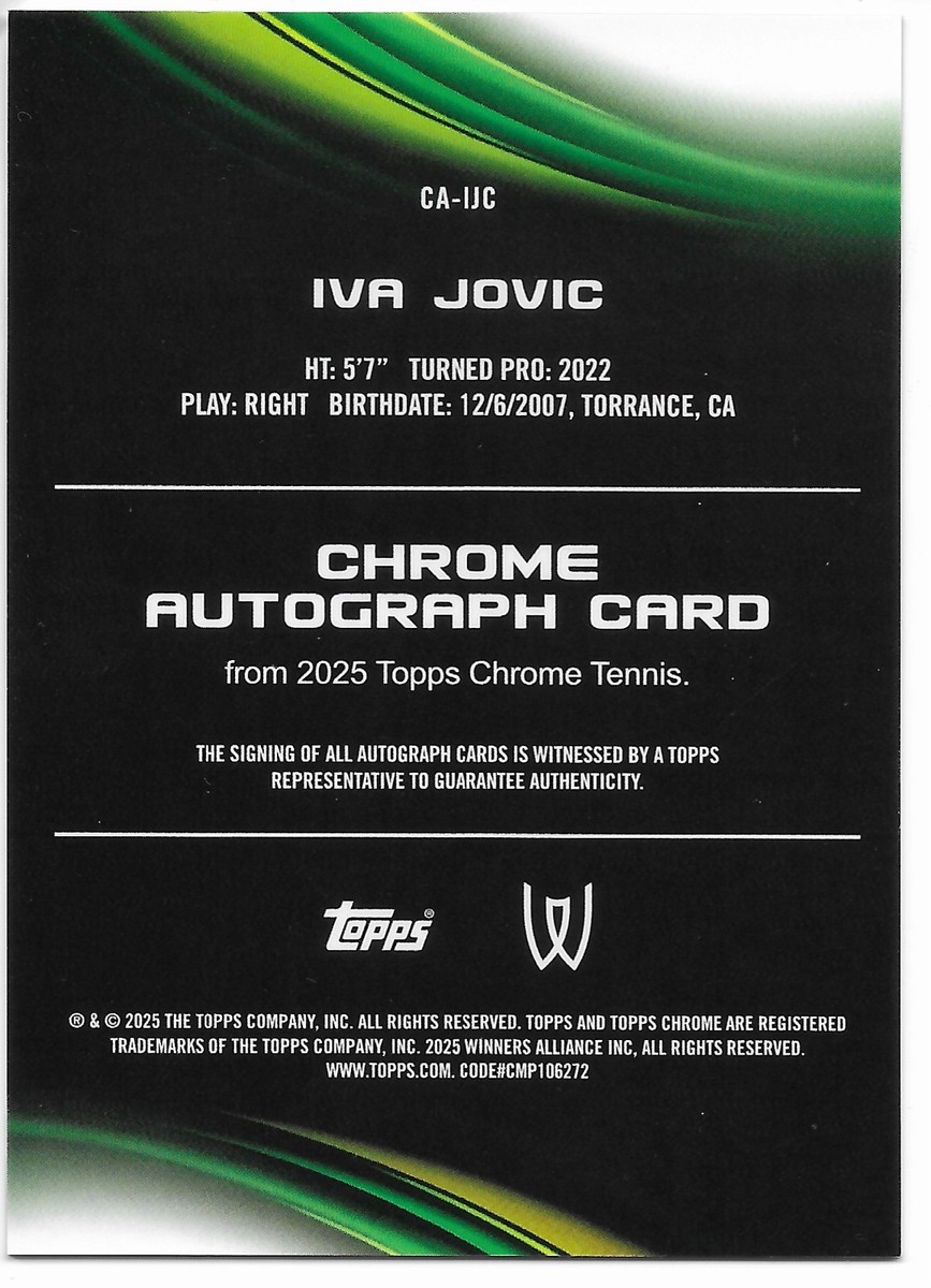 IVA JOVIC 2025 Topps Chrome Autograph #CA-IJC in new 4-screw
