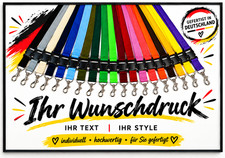 Schl&uuml;sselband - Lanyard - Schl&uuml;sselb&auml;nder mit Wunschtext - Wunschdruck - 25mm