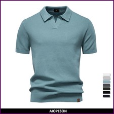 Men's Summer Breathable Polo Shirt Short Sleeve Solid Color Casual Polo