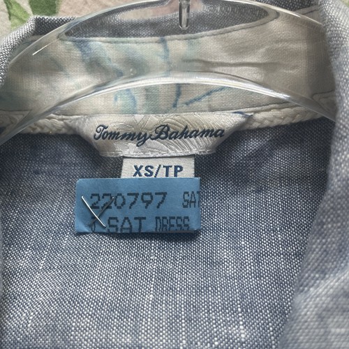 Tommy Bahama camicia donna blu due palme lino abito senza maniche taglia XS - Foto 9 di 11