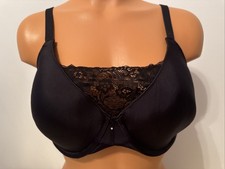 NEW Barely Breezies Underwire Lined T-shirt Lace Insert Cami Bra Black Size 36C