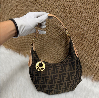 Authentic Fendi Zucca Hobo Zucca Coated Canvas Hobo Bag Brown Gold-Tone eBay AG