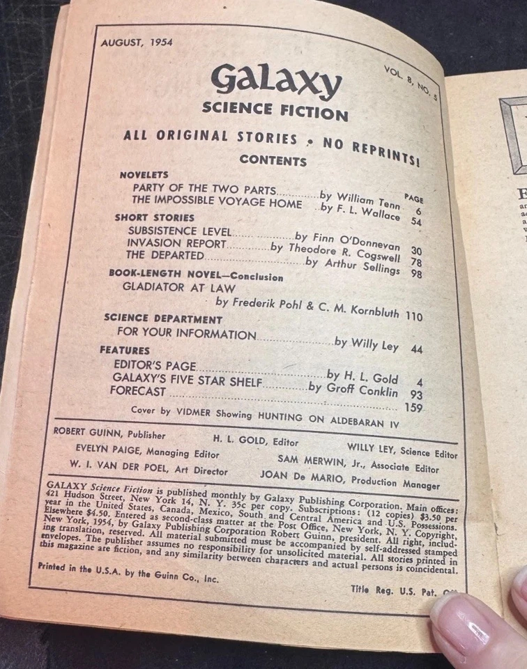 GALAXY SCI-FI MAGAZINE AUGUST 1954 Foto 2 de 4