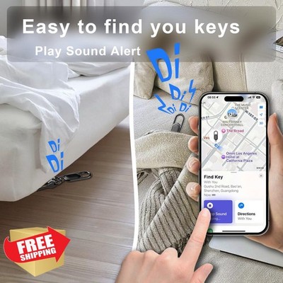 Keychain Tracker Tag Works with Apple Find My Black
