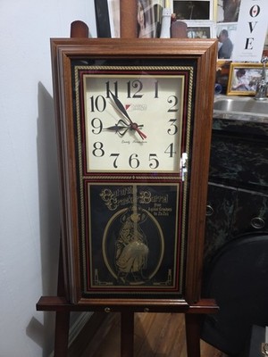 NABISCO BRANDS OUT OF THE CRACKER BARREL FROM ANIMAL CRACKERS PENDULUM CLOCK. 