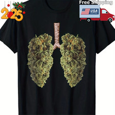 Men's 100 Cotton Graphic T-Shirt - Fun Weed Lung Print, Crew Neck,
