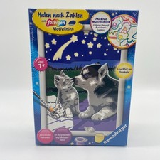 Ravensburger Malen nach Zahlen Kinder Hund und Katze mit Leuchtfarben Neu OVP
