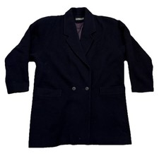Dominex Wool Coat Women  s 14 Black Double Breasted Long 100 Wool Aus Made