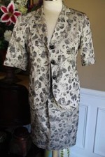 LAFAYETTE 148 BROCADE BEIGE BROWN SUIT 4/6 SU200