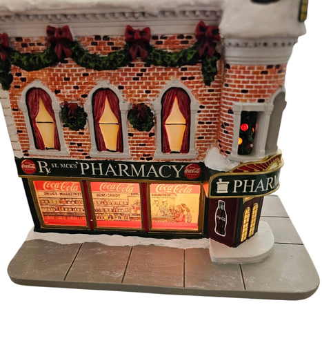 Hawthorne Village 2001 Coca-Cola Holiday St. Nick's Pharmacy sculpture 79243 - Picture 3 of 9