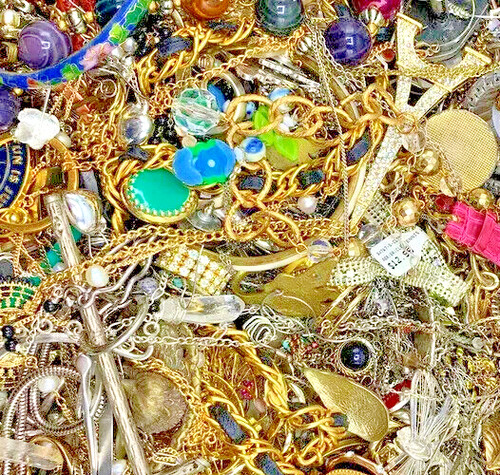 1 Pound Bag of beads- for jewelry- loose, scrap, mix pieces-#FF838495