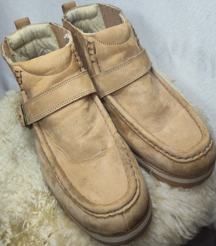 BUFFALINO MENS BOOT DESERT ANKLE LEATHER CHUKKA W/ BUCKLE SIZE 11 BROWN - NICE!