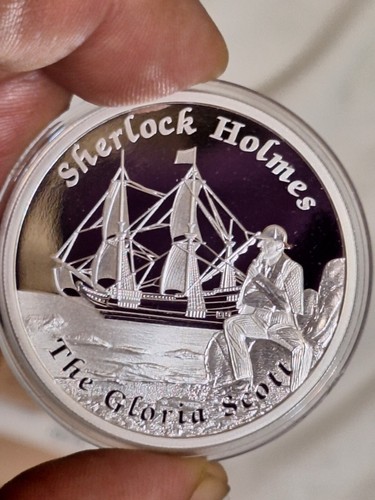 TUVALU 2014 Ships Never Sailed SHERLOCK HOLMES GLORIA SCOTT 1 oz proof silver - Picture 10 of 13