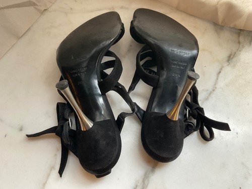 Sergio Rossi Vintage Nero Pelle Scamosciata Cinturino Acciaio Tacchi Alti Taglia EU 39,5 - Foto 7 di 9