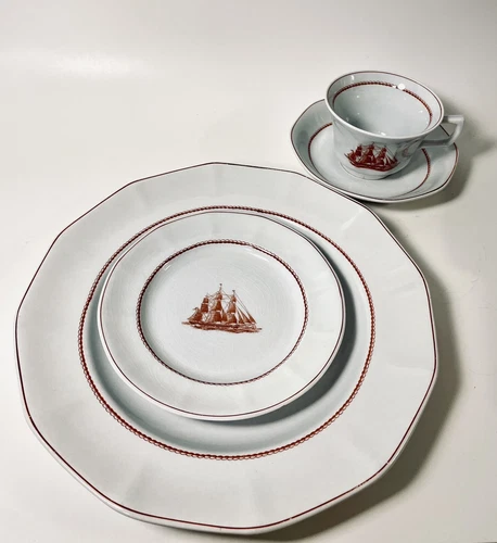 Wedgwood Flying Cloud Rust 4 place settings + plates cups dinner tea sugar jar