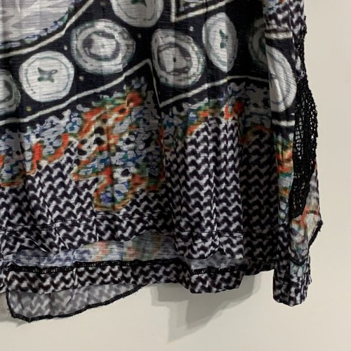 Alberto Makali schwarz grau Bluse lang transparent ausgestellt Kleid Shirt 3/4 Arm Oberteil XL - Bild 16 von 19