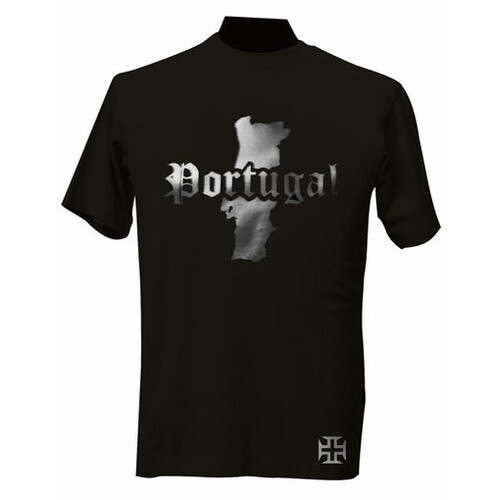 T-Shirt Portugal CR7 Noir et Argent Métallisé en Coton Premium