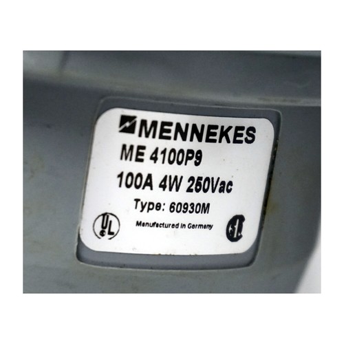 Mennekes ME 4100P9 Power Plug 100A 4W 250VAC 60930M w/ Attached 9' Cable - Picture 4 of 4