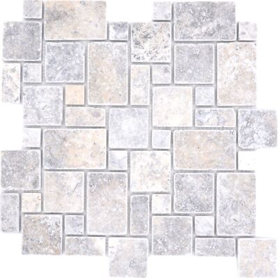 Mosaïque De Pierre Naturelle Travertin 30x30 Cm - Beige, Mat, Résistant Au Gel Pour Sol Et Mur