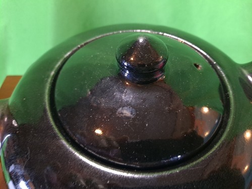 Tetera vintage de cerámica negra-marrón / 7" de diámetro - 4" de alto / sin marca - Imagen 6 de 13