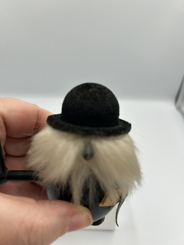 Vintage Wooden Gonk Office Worker With Umbrella 1960’s Flocked Hat Newspaper - Foto 7 di 10