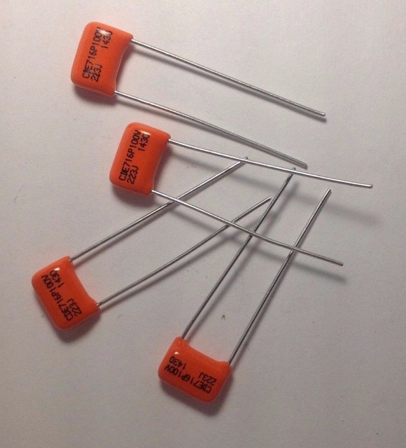 2 X .022uf 100v Orange Drop Guitar Tone Capacitors Small Size 716p