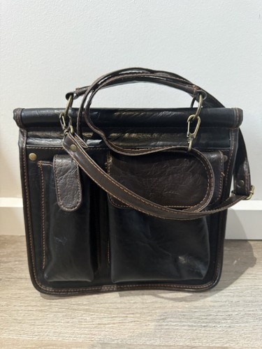 Futura Genuine Leather Satchel Laptop Ipad Carrier Crossbody Casual Bag - Picture 3 of 5