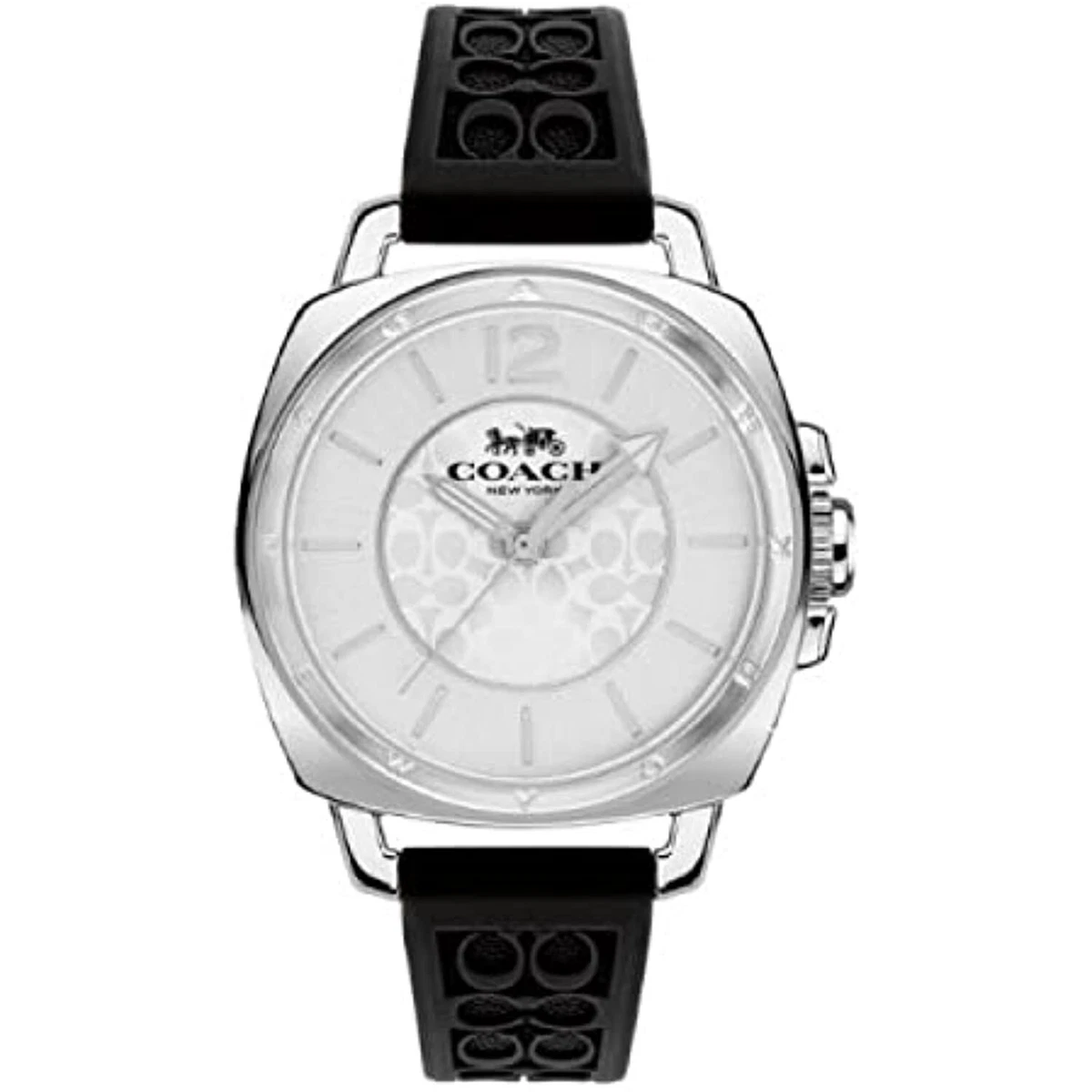 NWT coach black white logo silicone watch Coach Women Signature BOYFRIEND White Logo Rubber Strap  main image 2