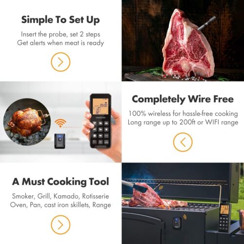 Termómetro inalámbrico inteligente para carne termómetro digital para cocinar barbacoa a la parrilla - Imagen 5 de 6