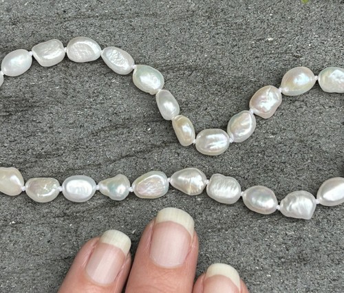 Genusis Baroque Pearls Natural Cultured Freshwater Necklace 18" Sterling Clasp - Picture 9 of 9