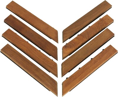 Bare Decor EZ-Floor 8 Corner Trim Piece Interlocking Flooring  Solid Teak Wood