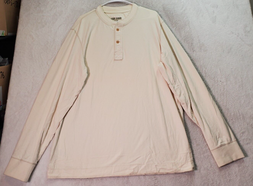 Eddie Bauer Shirt Mens Tall XL Cream 100% Cotton Long Raglan Sleeve Henley Neck