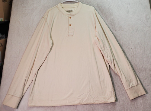 Eddie Bauer Shirt Mens Tall XL Cream 100% Cotton Long Raglan Sleeve Henley Neck - Picture 1 of 8