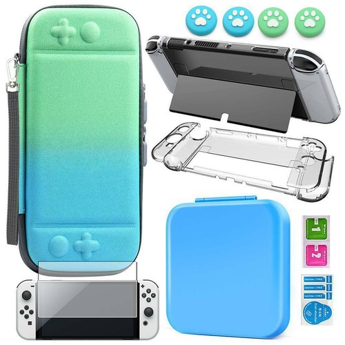 For Nintendo Switch OLED Storage Bag Protective Film Thumb Grip Cap Case Set AU - Picture 4 of 12