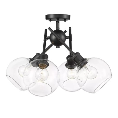 GOLDEN LIGHTING 1945-SF GLOBE Axel 4 Light 24''W Semi-Flush Black