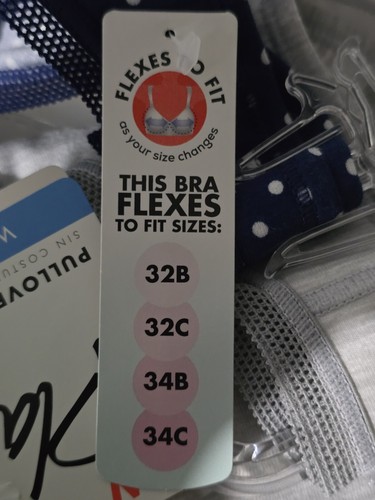 Playtex 2Pk Pullover de Enfermería Sujetador para Dormir Sin Alambres Azul Polka + Gris Nuevo con Etiquetas - Imagen 3 de 3
