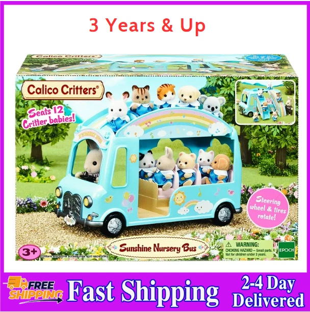 Calico Critters Sunshine Nursery Bus Toy Vehicle for Dolls NEW