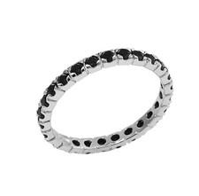 Anello argento sterling 925  zirconi brillanti Black eternity gioielleria