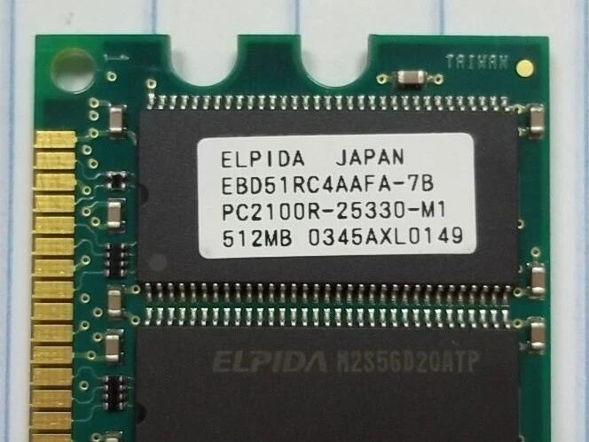 Elpida 512MB PC2100 DDR-266MHz ECC Registered CL2.5 184-Pin DIMM * EBD51RC4AAFA- - Image 3 of 4