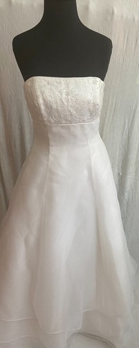 St Tropez Organza Beaded Empire Bodice Wedding Gown (White)- Size 10 - MSRP $900