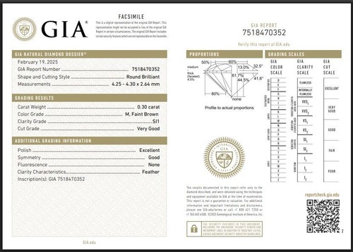 100% Natural GIA CERTIFIED Earth Mined Diamond Loose Round 4 mm Size 0.30 Ct - Picture 6 of 9