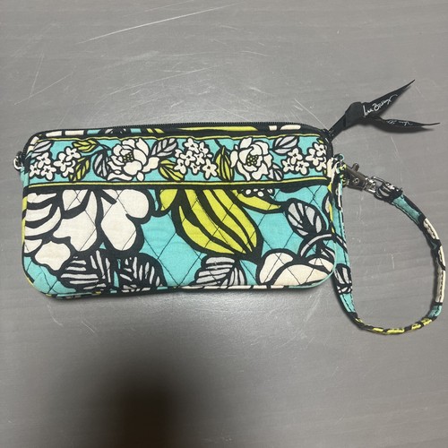 Vera Bradley Iconic Mint Flowers Accordion Wristlet Wallet Blue Green Floral - Picture 4 of 8