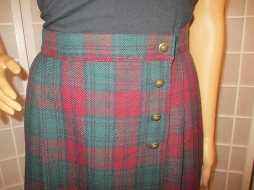 Rena Rowan for Saville vintage plaid pleated wrap kilt skirt - Picture 2 of 11