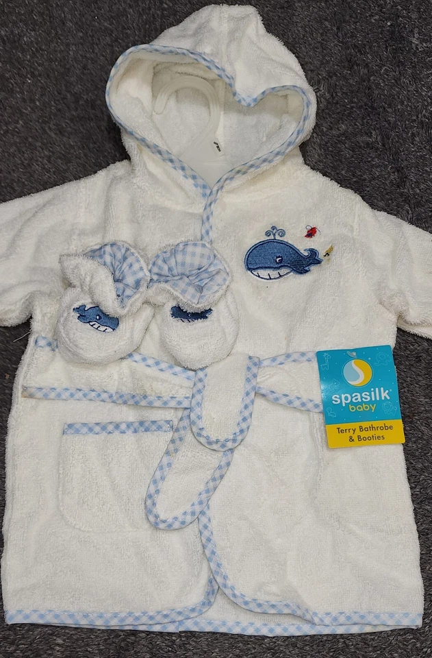 Albornoz y botines de felpa con capucha para bebé Spasilk 100 % algodón 0-9 meses Foto 4 de 4