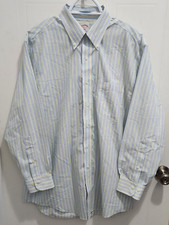 Brooks Brothers Original Polo No Iron Blue / Yellow Button Down LS Shirt Size 16