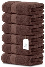 Luxury Brown Hand Towels - Soft Cotton Absorbent Hotel towel 6-Pack