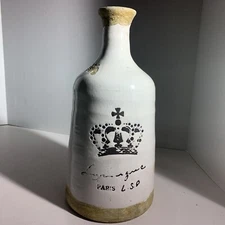 Heavy White Glazed Crackle Stoneware Clay Jug Paris